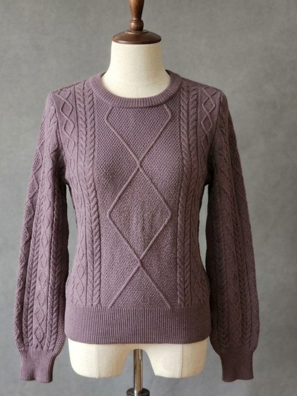 Cyrus Cable Knit Crewneck Sweater - Mauve Womans XS NWT FALL!